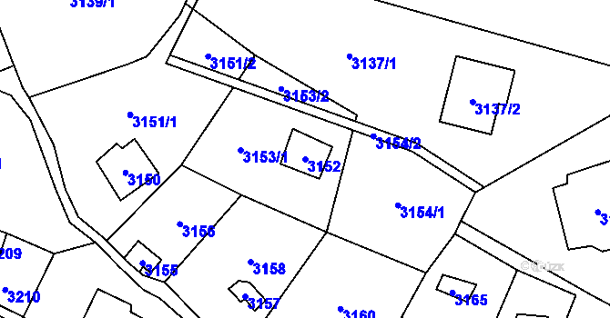 Parcela st. 3152 v KÚ Černošice, Katastrální mapa