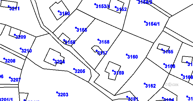 Parcela st. 3157 v KÚ Černošice, Katastrální mapa