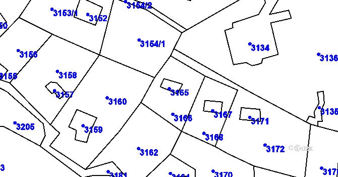 Parcela st. 3165 v KÚ Černošice, Katastrální mapa