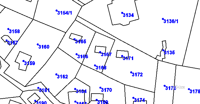 Parcela st. 3167 v KÚ Černošice, Katastrální mapa