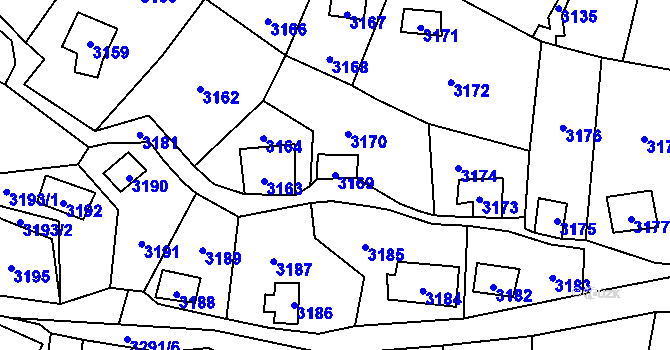 Parcela st. 3169 v KÚ Černošice, Katastrální mapa