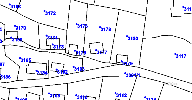 Parcela st. 3177 v KÚ Černošice, Katastrální mapa