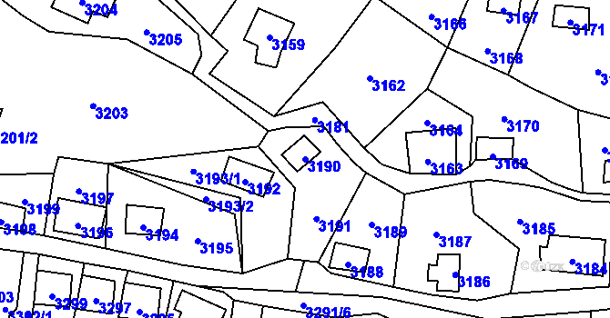 Parcela st. 3190 v KÚ Černošice, Katastrální mapa