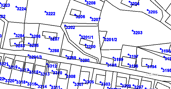 Parcela st. 3200 v KÚ Černošice, Katastrální mapa