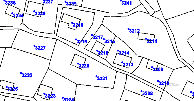 Parcela st. 3215 v KÚ Černošice, Katastrální mapa