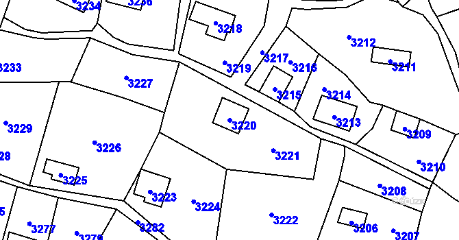 Parcela st. 3220 v KÚ Černošice, Katastrální mapa