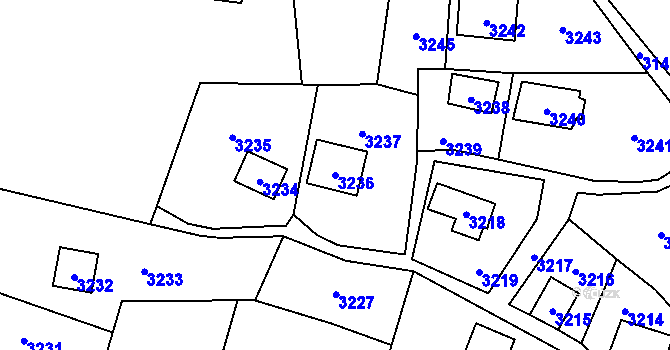 Parcela st. 3236 v KÚ Černošice, Katastrální mapa