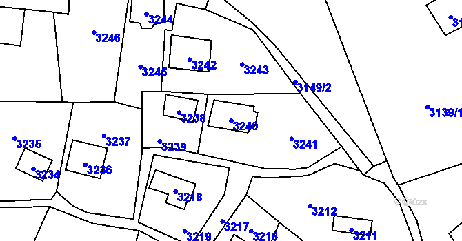 Parcela st. 3240 v KÚ Černošice, Katastrální mapa