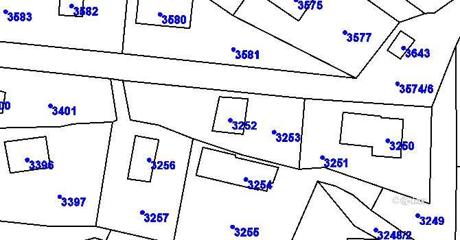 Parcela st. 3252 v KÚ Černošice, Katastrální mapa