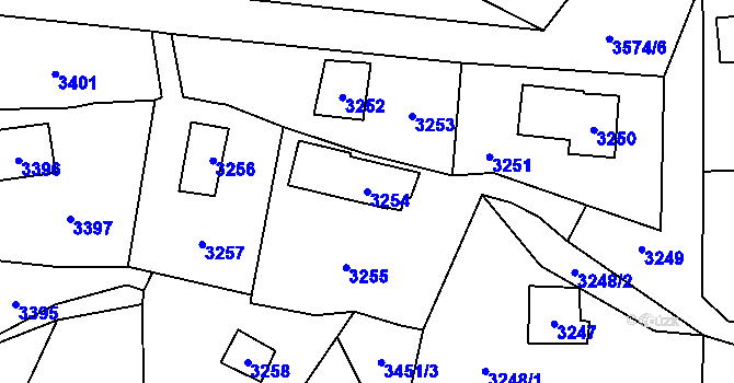 Parcela st. 3254 v KÚ Černošice, Katastrální mapa