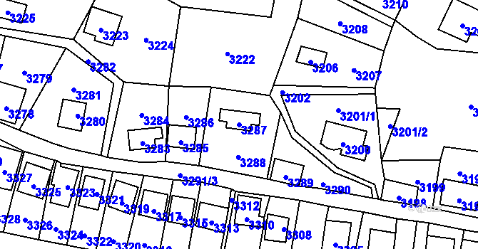 Parcela st. 3287 v KÚ Černošice, Katastrální mapa