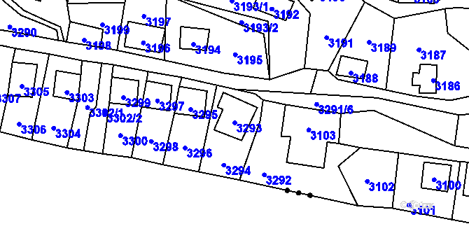 Parcela st. 3293 v KÚ Černošice, Katastrální mapa