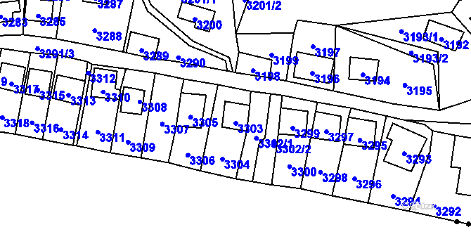 Parcela st. 3303 v KÚ Černošice, Katastrální mapa