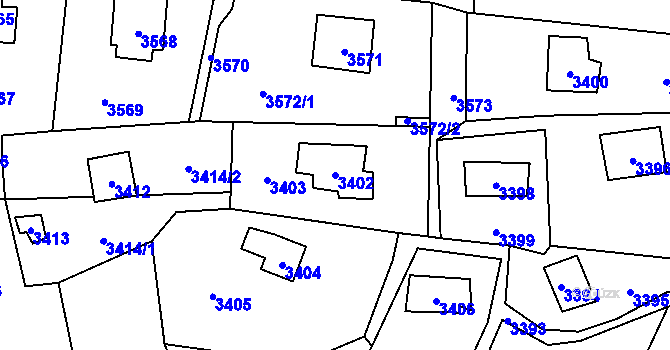 Parcela st. 3402 v KÚ Černošice, Katastrální mapa