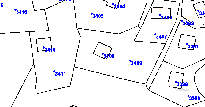 Parcela st. 3408 v KÚ Černošice, Katastrální mapa