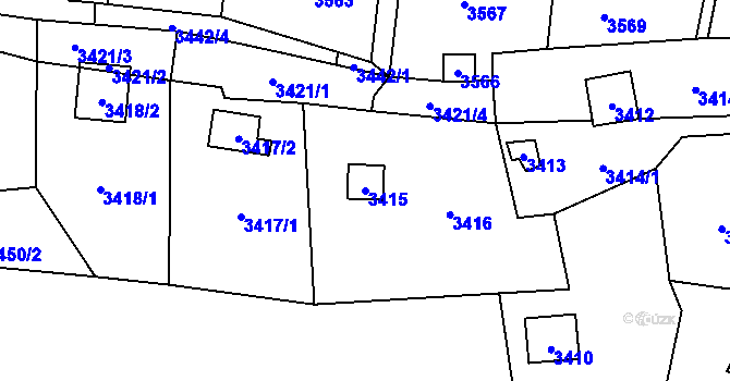 Parcela st. 3415 v KÚ Černošice, Katastrální mapa