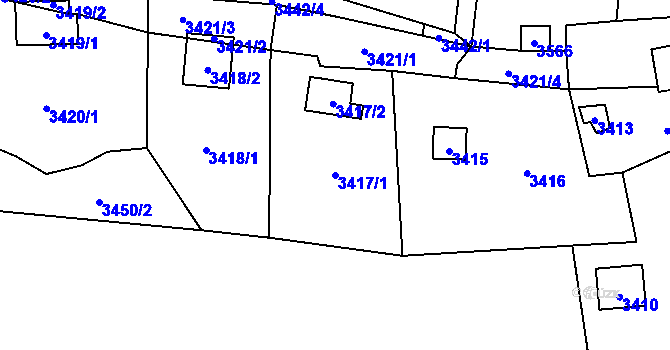 Parcela st. 3417/1 v KÚ Černošice, Katastrální mapa