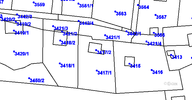 Parcela st. 3417/2 v KÚ Černošice, Katastrální mapa