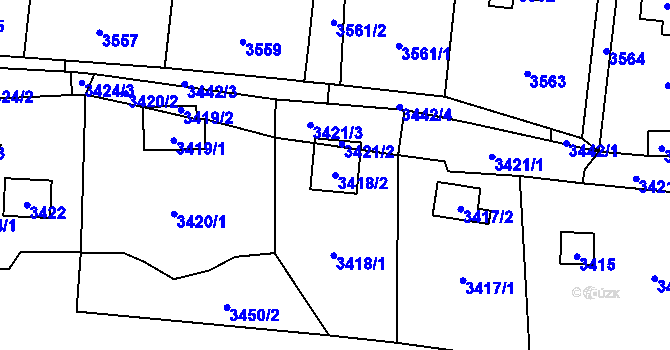 Parcela st. 3418/2 v KÚ Černošice, Katastrální mapa