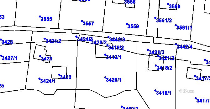 Parcela st. 3419/1 v KÚ Černošice, Katastrální mapa