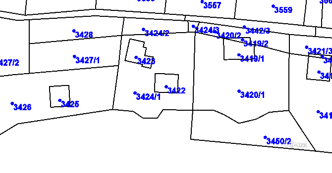 Parcela st. 3422 v KÚ Černošice, Katastrální mapa