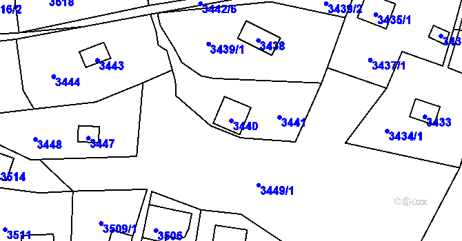 Parcela st. 3440 v KÚ Černošice, Katastrální mapa