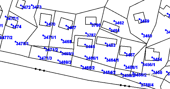 Parcela st. 3465 v KÚ Černošice, Katastrální mapa