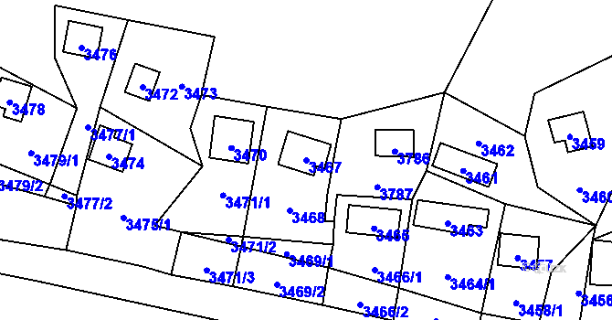 Parcela st. 3467 v KÚ Černošice, Katastrální mapa