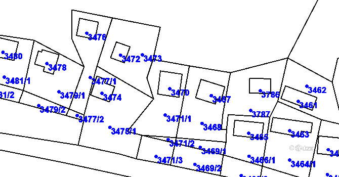 Parcela st. 3470 v KÚ Černošice, Katastrální mapa