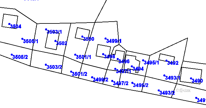 Parcela st. 3498 v KÚ Černošice, Katastrální mapa