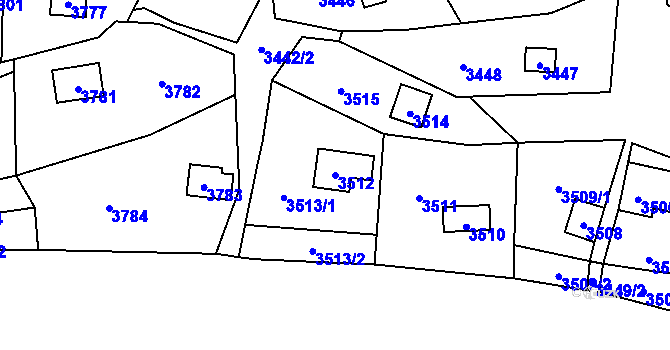 Parcela st. 3512 v KÚ Černošice, Katastrální mapa