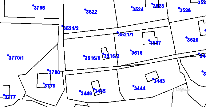 Parcela st. 3516/2 v KÚ Černošice, Katastrální mapa