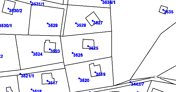 Parcela st. 3525 v KÚ Černošice, Katastrální mapa
