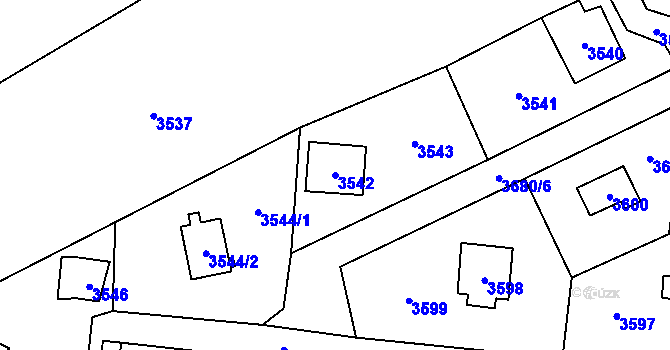 Parcela st. 3542 v KÚ Černošice, Katastrální mapa