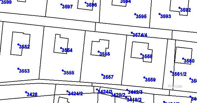 Parcela st. 3556 v KÚ Černošice, Katastrální mapa