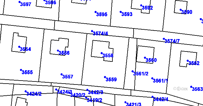 Parcela st. 3558 v KÚ Černošice, Katastrální mapa