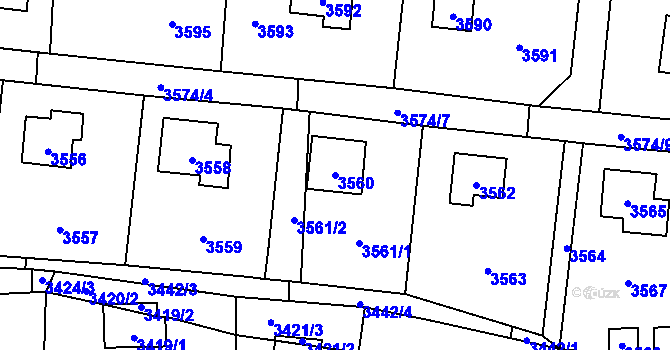Parcela st. 3560 v KÚ Černošice, Katastrální mapa
