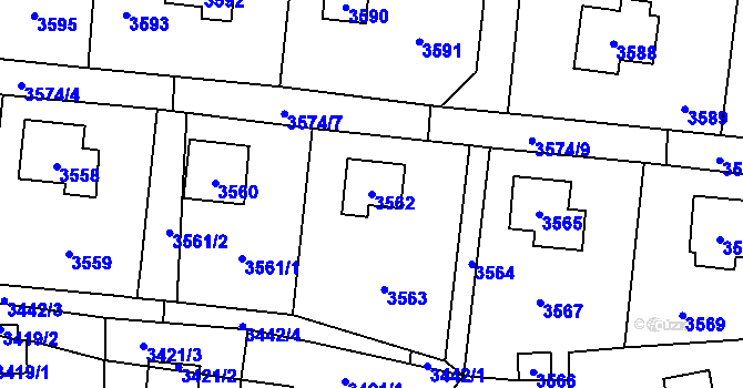 Parcela st. 3562 v KÚ Černošice, Katastrální mapa