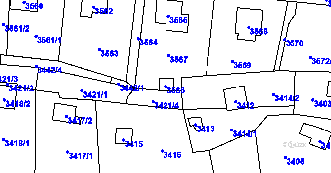 Parcela st. 3566 v KÚ Černošice, Katastrální mapa