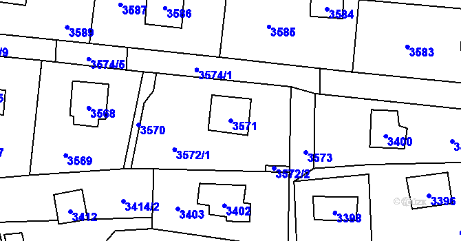 Parcela st. 3571 v KÚ Černošice, Katastrální mapa