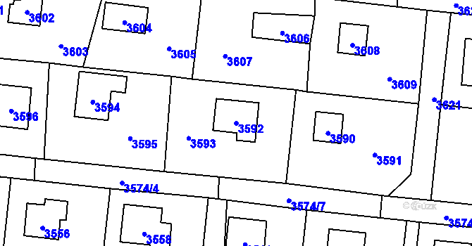 Parcela st. 3592 v KÚ Černošice, Katastrální mapa