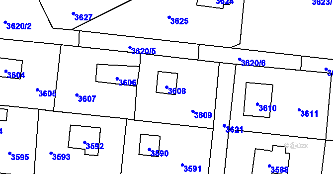 Parcela st. 3608 v KÚ Černošice, Katastrální mapa