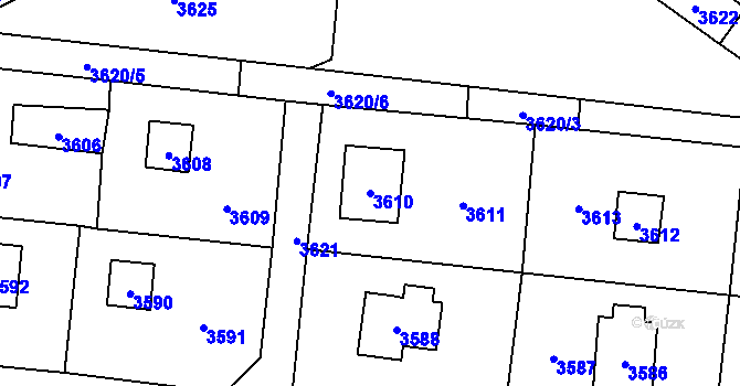 Parcela st. 3610 v KÚ Černošice, Katastrální mapa