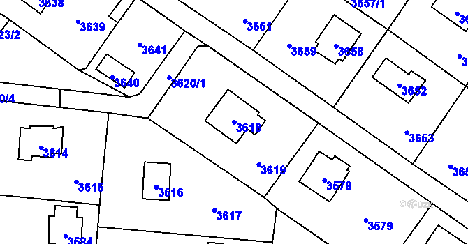 Parcela st. 3618 v KÚ Černošice, Katastrální mapa