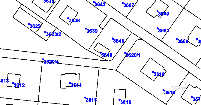 Parcela st. 3640 v KÚ Černošice, Katastrální mapa