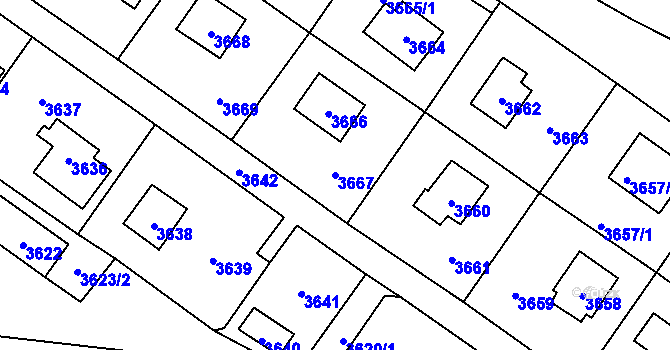 Parcela st. 3667 v KÚ Černošice, Katastrální mapa