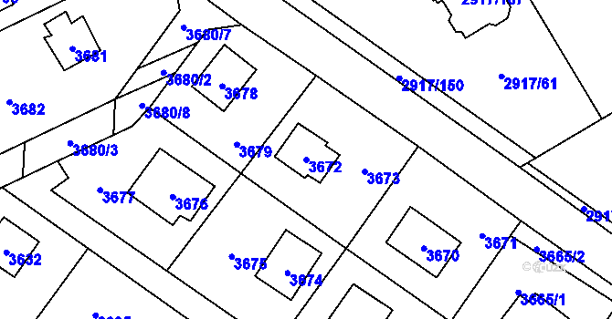 Parcela st. 3672 v KÚ Černošice, Katastrální mapa