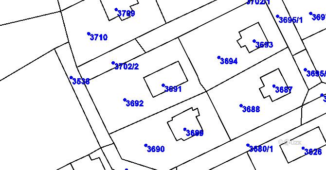 Parcela st. 3691 v KÚ Černošice, Katastrální mapa