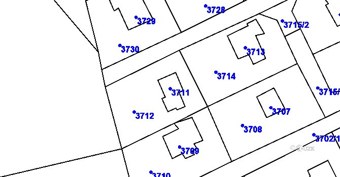 Parcela st. 3711 v KÚ Černošice, Katastrální mapa