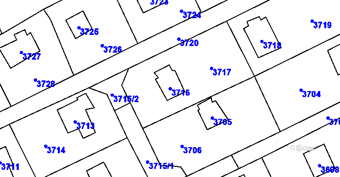 Parcela st. 3716 v KÚ Černošice, Katastrální mapa